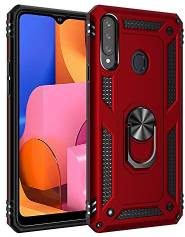 BestST Galaxy A20S Hülle für Samsung Galaxy A20S Schutzhülle + Displayschutz 360 Grad Drehbar Ringhalter mit Magnetischer Handyhalter Auto Handy hülle- Rot