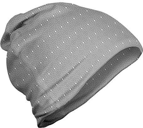 ABAKUHAUS Abstrakt Unisex Beanie, Mid Century Atomic Motiv, Wandern im Freien, Grau und Weiß