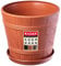 KADAX Blumentopf, Blumenkübel mit Untersetzer, Pflanzkübel für Innen- und Außenbereiche, Holzoptik, wetterfester Pflanztopf aus Kunststoff, Übertopf für Blumen, Garten, Balkon (Ø 30 cm, Terrakotta)