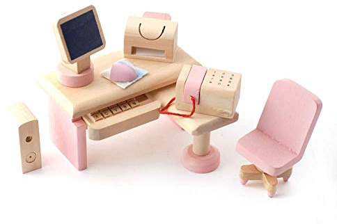 Melody Jane Puppenhaus Pink Holz Computer Studien Zimmer Set Miniatur 3 Jahre + Möbel