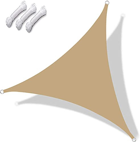 DKLE 5x5x7 m Tenda a Vela Triangolare, Vela Ombreggiante Resistente e Traspirante, Protezione Raggi 98% UV Tenda a Vela, per Giardino, Balcone & Terrazza