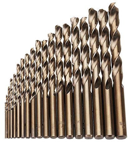 19pcs 1-10mm HSS-CO M35 Cobalt Spiral Spiral Set Alta Dureza Posicionamiento Plancha Hierro Para Perforación De Madera De Metal