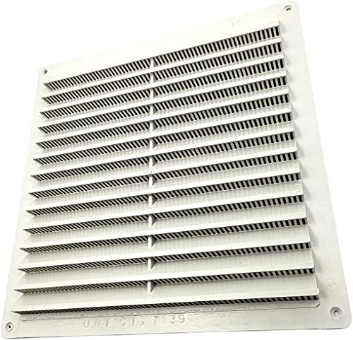 Kombi Griglia Aerazione Plastica 225 x 225 mm per Ventilazione Areazione Quadrata Protezione Insetti Bianco Sistema Aria Casa