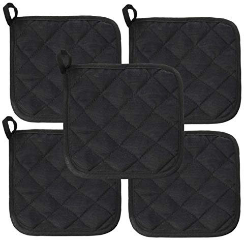 Lobyn Value Packs Topflappen, leicht, 10 Stück, 16,5 cm, quadratisch, ideal für Bastelprojekte, Schwarz