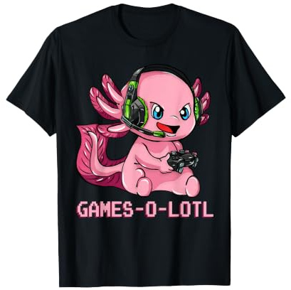 Gamesolotl Axolotl als Gamer mit Headset süßes Anime Kawaii T-Shirt