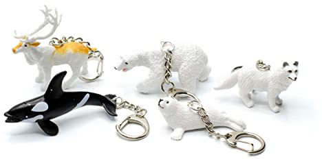 Miniblings 5x Set Arktis Alaska Schlüsselanhänger Orka Eisbär Robbe Rentier | Robuster Begleiter für Tasche und Rucksack, mit Polarfuchs und Nordpol