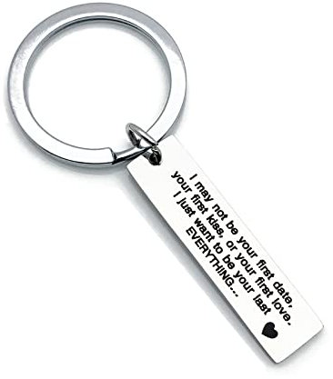 BCughia Schlusselanheger Cool, Schlüsselanhänger für Männer Auto Rostfreier Stahl 10X10Mm Schlüsselanhänge mit Gravur I May Not Be Your First Date