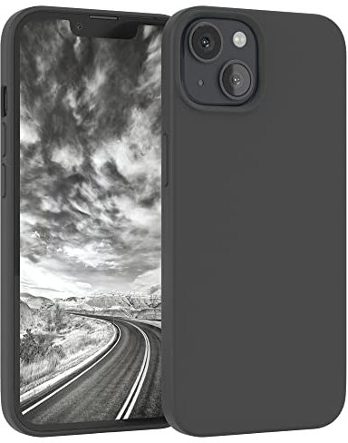 EAZY CASE Premium Silikon Handyhülle kompatibel mit iPhone 13, Slimcover mit Kameraschutz und Innenfutter, Silikonhülle, Schutzhülle, Bumper, Handy Case, Hülle, Softcase, Anthrazit