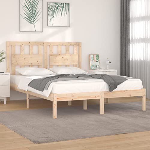 Norheim Bettgestell/Gestell für Bett/Bett/Einzelbett/Doppelbett/Bettgestell aus massivem Holz, Kiefernholz, 120 x 190 cm, 4FT Small Double