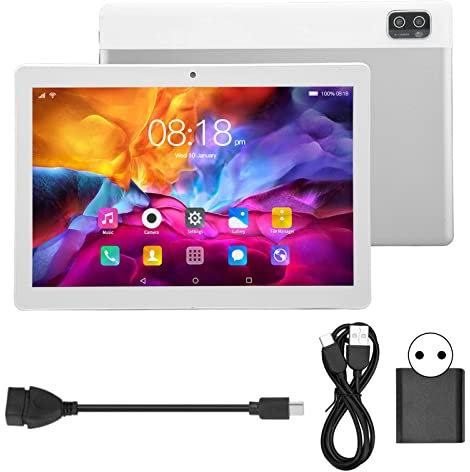 10,1 Zoll Tablet für Android12, 1960x1080 HD IPS Display 5G WiFi Tablet 6GB 128GB Unterstützung 128GB TF Karte, Silber(EU)