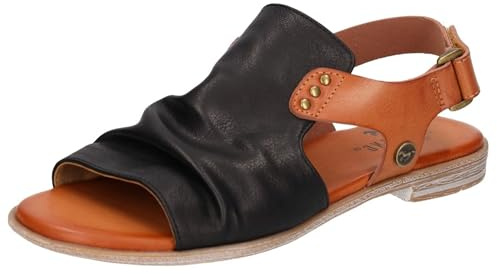 MUSTANG Damen Sandale Hochfront Nieten Faltendetail Slouchy Optik 1388-808, Größe:39 EU, Farbe:Schwarz