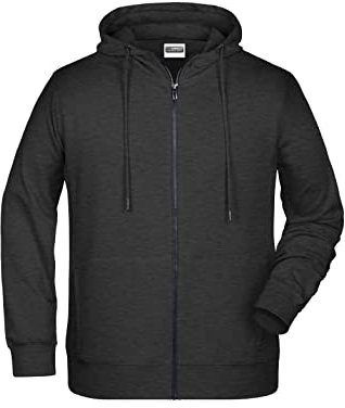 James & Nicholson Herren Hoody Sweatjacke - Sportliche Sweatjacke aus Bio-Baumwolle | Farbe: black-heather | Grösse: 4XL