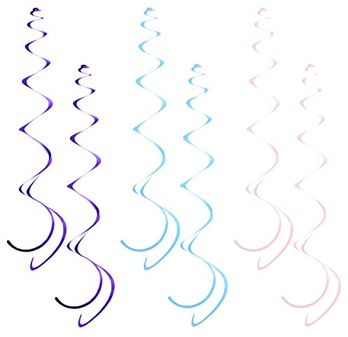 Oblique Unique® Deckenhänger 6 Stück Spiral Girlanden - Farbe wählbar (Blau-Lila-Rosa Mix)