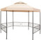 Homgoday Gartenpavillon mit Doppeldach Partyzelt Pavillon Gartenzelt Partyzelt Festzelt Gartenpavillon Bierzelt für Garten Hof Terrasse Hexagonal 323x275x265 cm Beige 180 g/m²