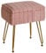 IBUYKE Stool Chair with Storage Space, Footrest Footstool Ottoman, Small Side Table, with 4 Metal Legs, with Anti-Slip Feet, for Makeup Room, Bedroom, Faux Fur, Pink L/G-50P