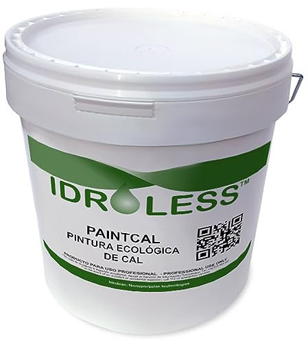 Idroless Paintcal pintura de cal natural ecológica (5kg - Color: Blanco) - Evita aparición de manchas. Pintura transpirable anticondensación y antihumedad