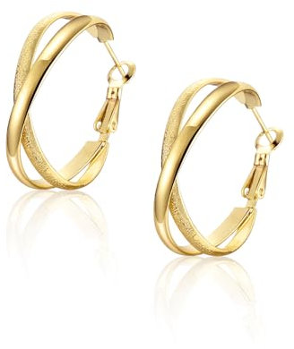 Creolen Silber 925 für Damen 8mm Breite Ohrringe Silber 925 Groß Creolen 14K Vergoldete Ohrringe Gold für Frauen 29mm