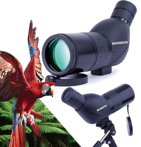 Longue Vue Etanche avec Ttrépied, Sac de Transport et Adaptateur pour Smartphone - Bak4 Porro Prisme Puissante Monoculaire Longue Vue pour l'observation des Oiseaux, Le tir et la Chasse