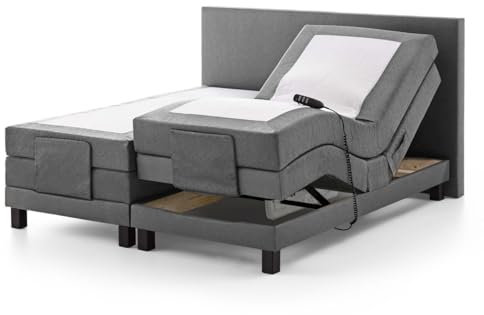 UNIVANDO Boxspringbett 180x200 elektrisch verstellbar mit Motor - 7 Zonen Taschenfederkernmatratze - TFK Härtegrad H2 - H3 Wendematratze - Boxspringbett mit verstellbarem Kopf-& Fußteil (grau)