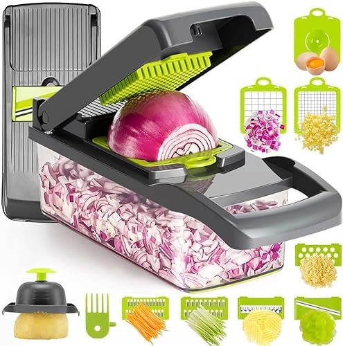 15-in-1 Vegetable Chopper Salad Fruit Mandolin Slicer - Multi-Function Food Dicer Cutter Peeler with Interchangeable Blades for Effortless Kitchen Prep