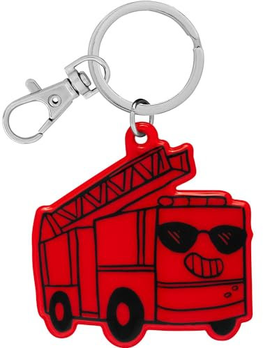 GRUSS & CO Reflektor neon Motiv Feuerwehr | Anhänger mit Schlüsselring, und Karabiner | Geschenk, Schulstart | 70146