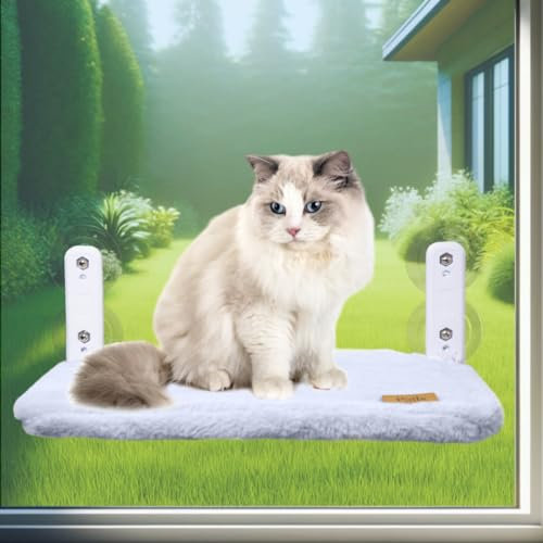 Poils Paradise Hamac Chat Fenêtre, Lit Pliable et Perchoir pour Chats, Transat de fenêtre et Tapis réversible, Fauteuil inclinable pour Châton, Ventouses Solides jusqu'à 18KG (Bleu, 45 x 30 x 20)