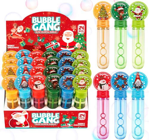 Anstore 24Pcs Weihnachten Seifenblasen Kinder, Mini Seifenblasen Set Röhrchen Ideale Partygeschenke für Kindergeburtstage, Seifenblasen Stab, Bubble Bulk Party Supplies.