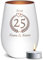 PR Print Royal Weißes Windlicht mit Gravur zur Silberhochzeit - 25 Jahre - mit Namen & Datum - Hochzeitsgeschenk, Geschenk Silberhochzeit | inkl. Teelicht, 450 ml, Innen Bronze