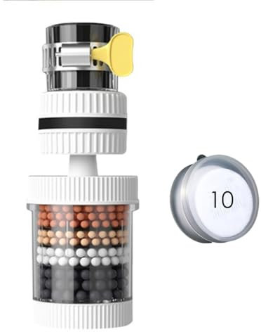 MOANATURA Filtro de Agua para Grifo de Cocina con 6 Capas. Adaptador Grifos Fregadero Giratorio 360º. Aireador Economizador Agua. Con Filtro Purificador de Agua. Regalo 10 Filtros.