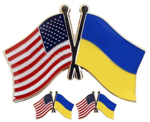 3 Stück USA-Flaggen-Anstecknadel, Ukraine-Etikett, Brosche, Metall-Brosche, Anstecknadel, Nationalflagge, 4.00X2.50X0.80CM, Edelstahl