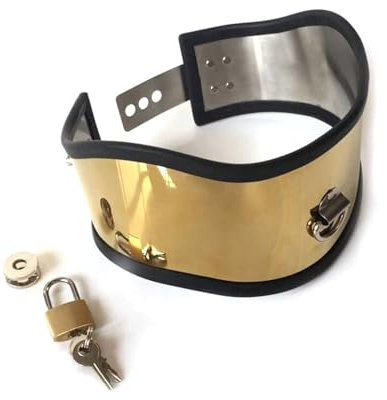 ZTHBYSB Edelstah Erotik SM Halsbänder Fesseln Ring, Metall Halsfessel mit Schloss Bondage Kragen Sklaven Sex Spiel Fetisch Sexspielzeug für Frauen Männer Paare,Gold,Frauen Ø 12cm