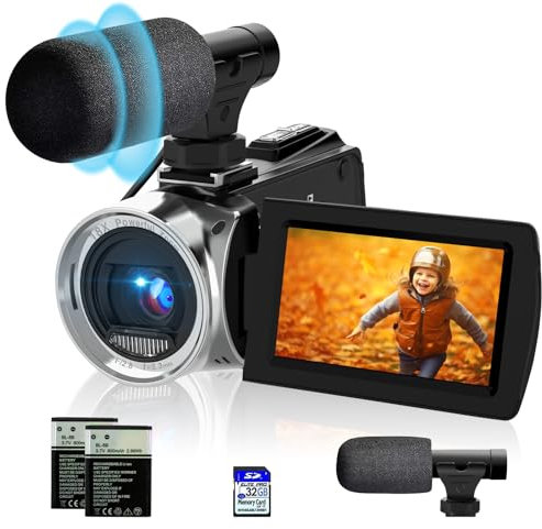 ISHARE Video Camera 4K 48MP Camcorder,Digital YouTube Vlogging Camera Recorder 270° Degrees Flip Screen with 2 Batteries and a 32G SD card