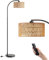 EDISHINE Arc Floor Lamp, Dimmable Standing Lamp with Remote Control, Rattan Lampshade, Boho Floor Lamps for Living Room Bedroom Office, Multiple Color Temps, LED Bulb Included, Black
