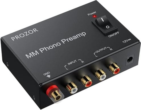 PROZOR Phono Preamp - M/M Turntable Amplifier RCA Input RCA Output Preamplifier with Power Switch Low Noise Operation preamp Adopt 12V 1A Power Adapter for Record Player