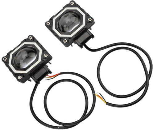 Acouto 3000LM 3000K Foco para Motocicleta Luz de Trabajo Ojos de ángel Azules de Alto Brillo, Fácil Instalación, Aleación de Aluminio Impermeable IP68, Camión Todoterreno ATV, Luz