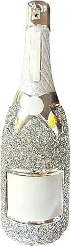 Elegant Silver Crystal Diamond Ornament for Bedroom, Living Room, Dining Room, Table, Deck, and Office Décor - Luxurious Home Accent (Ceramic, Bottle)