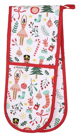 Nutcracker Recycled Cotton Double Oven Gloves, White