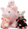 MorisMos Schwein Kuscheltier groß XXL mit 4 Babys im Bauch, süß kuschelig Puppe für Mädchen Kinder, Pig Geburtstag Weihnachten Geschenk Kinder