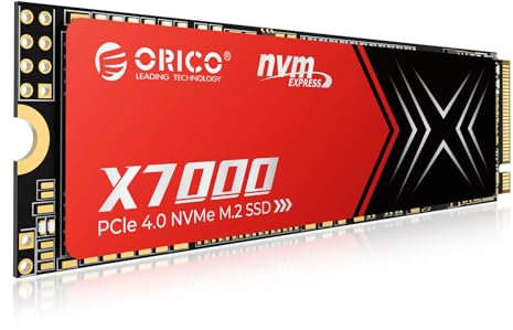 ORICO 2TB M.2 NVMe SSD per Il Gioco, fino a 7400MB/s, Tempo di Risposta di 17μs, Unità Interna PCIe Gen 4, Compatibilità PS5 e PC, con Dissipatore per un Migliore Raffreddamento e Multitasking-X7000