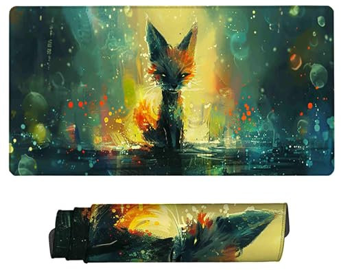 Mousepad Mauspad Gaming XXL, Schwarz Mauspad Groß Vernähte Kanten, WassXerdicht Anti-Rutsch Schreibtisch Unterlage Verbessert Präzision und Geschwindigkei für Office, Gaming X-9