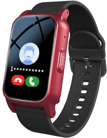 Weyot Elderly Smart Watch With Fall Detection, SOS Personal Alarm, GPS Tracker, Red