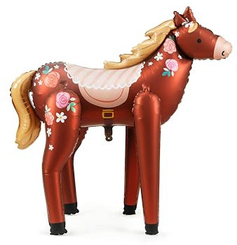 XXL Folienballon Pferd Pony – Süßer Ponyballon 100 cm – Kindergeburtstag Deko Mädchen Junge – Reiterhof & Reiterschule Motto Party – Wiederverwendbarer Heliumballon