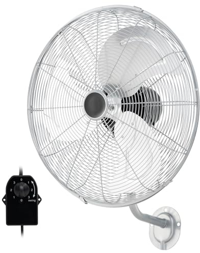 RELAX4LIFE Ventilatore da Parete Industriale 120W, Ventola Oscillante Automatica, 3 Velocità Regolabili, Ventilatore Elettrico con Struttura Metallica, Regolare con Manopola (Argento)