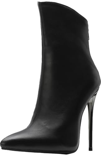 XIEPP Stivaletti da donna con tacco a spillo con cerniera posteriore, Nero , 46 EU