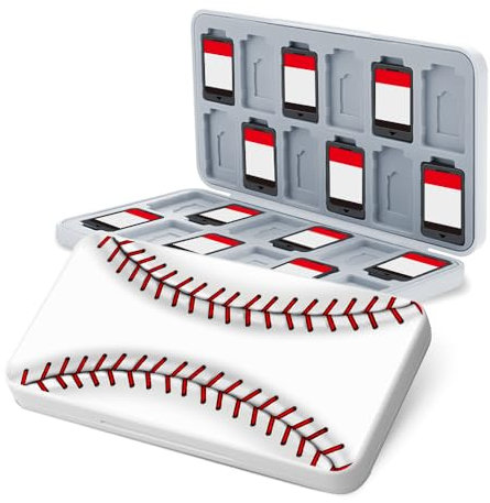 WIRESTER Game Card Case with Magnetic Closure for Nintendo Switch 2/ Switch OLED/ Lite, Cartridge Case Memory Storage Holder with 24 Game Card Slots and 24 Micro SD Card Slots - Baseball