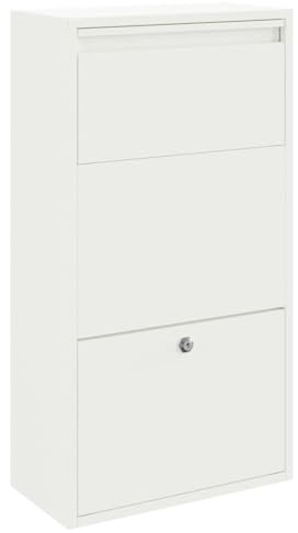 vidaXL Parcel Drop Box with Storage White 44 x 22 x 82 cm Steel | Tough against the elements, Safe place for parcels, Smooth matte white finish