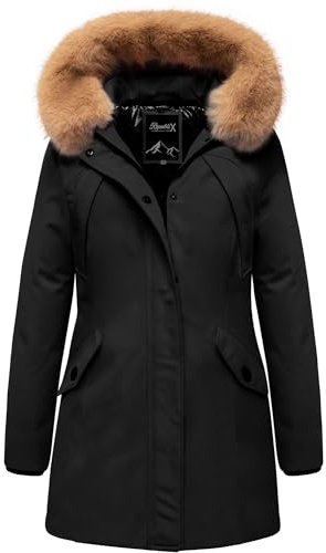 REPUBLIX Damen Gefütterte Dicke Winter Jacke Mantel Parka mit Kapuze RJ-8013