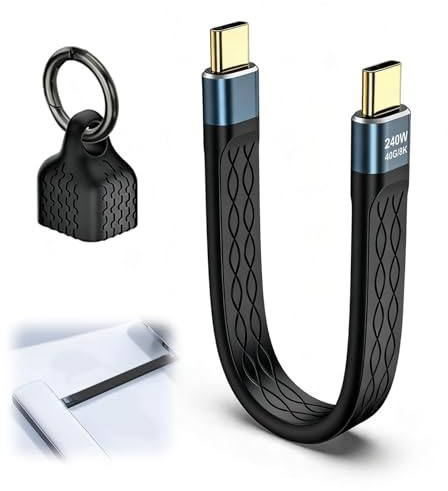 Short USB C to USB C Cable, 240W PD Fast Charging 40Gbps Data Transfer 8K 60Hz Video Display Lead Compatible With Thunderbolt 3/4 iPhone Air/17/16 MacBook Galaxy Android Auto VR Device (13.5cm)