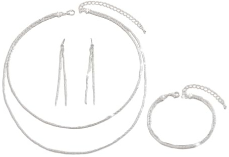 XIWCAFC Hochzeit Schmuckset für Damen,Silber Halskette & Ohrringe & Armband Set Silberne Blumen Braut Schmuck Set mit 5A Weiß Zirkonia,Hochzeit Verlobung Braut Brautjungfer Dirndl Geschenk Schmuck