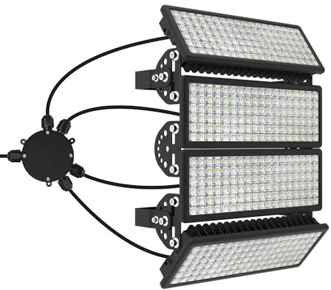 HOPEDAMAI 400W LED Flutlicht mit Abzweigdose, 6500K 56000LM Scheinwerfer | IP67 Wasserdicht & Robust, Flimmerfrei, 10kV Blitzschutz. 120 °Weitwinkel-Ausleuchtung, für Parkplatz, Hof, Sportplatz